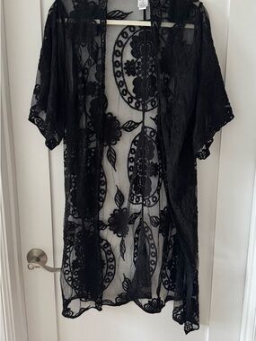 Time and Tru Black Lace Swim Coverup